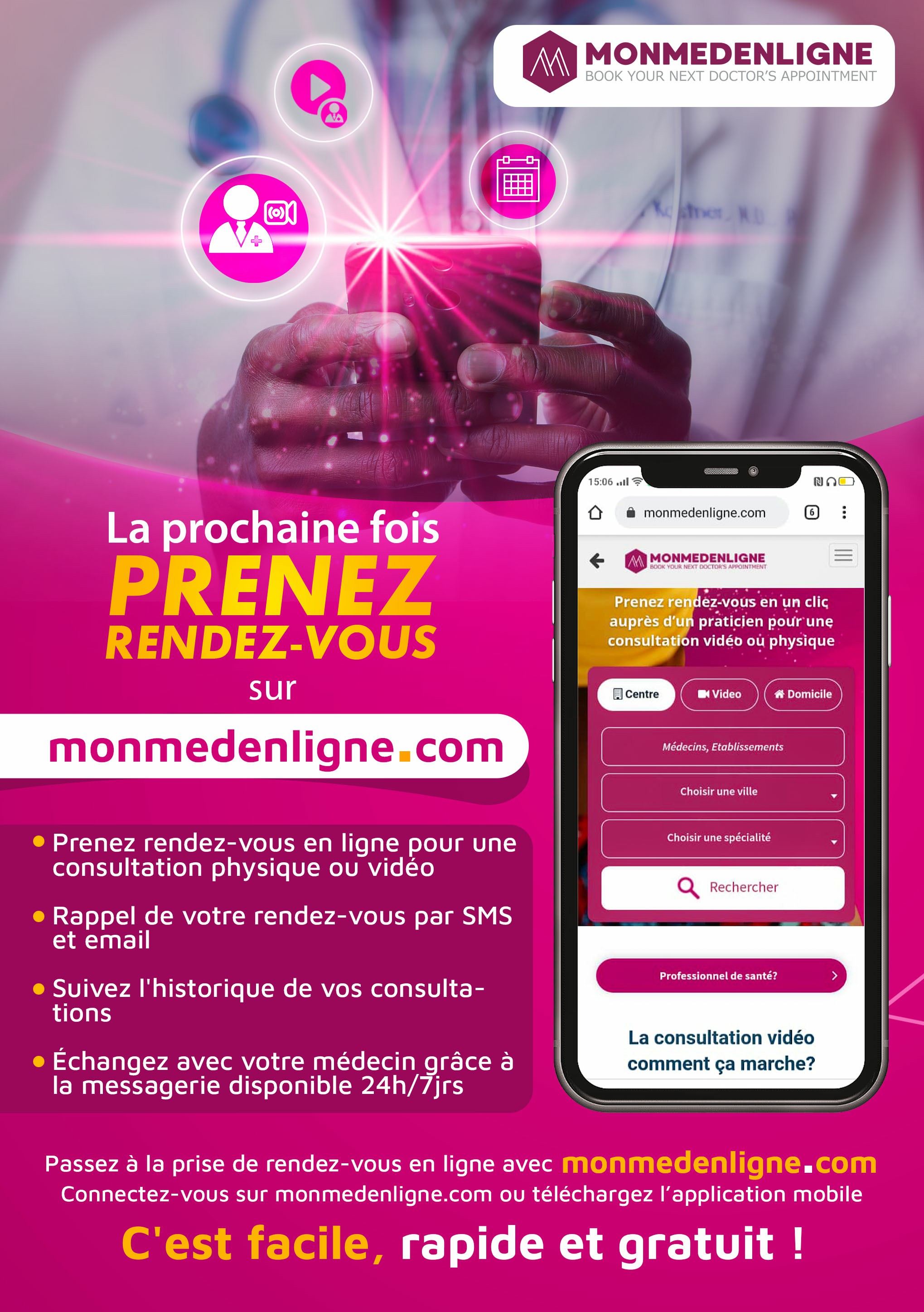 MonMedEnligne Prise de rendez vous médical en ligne